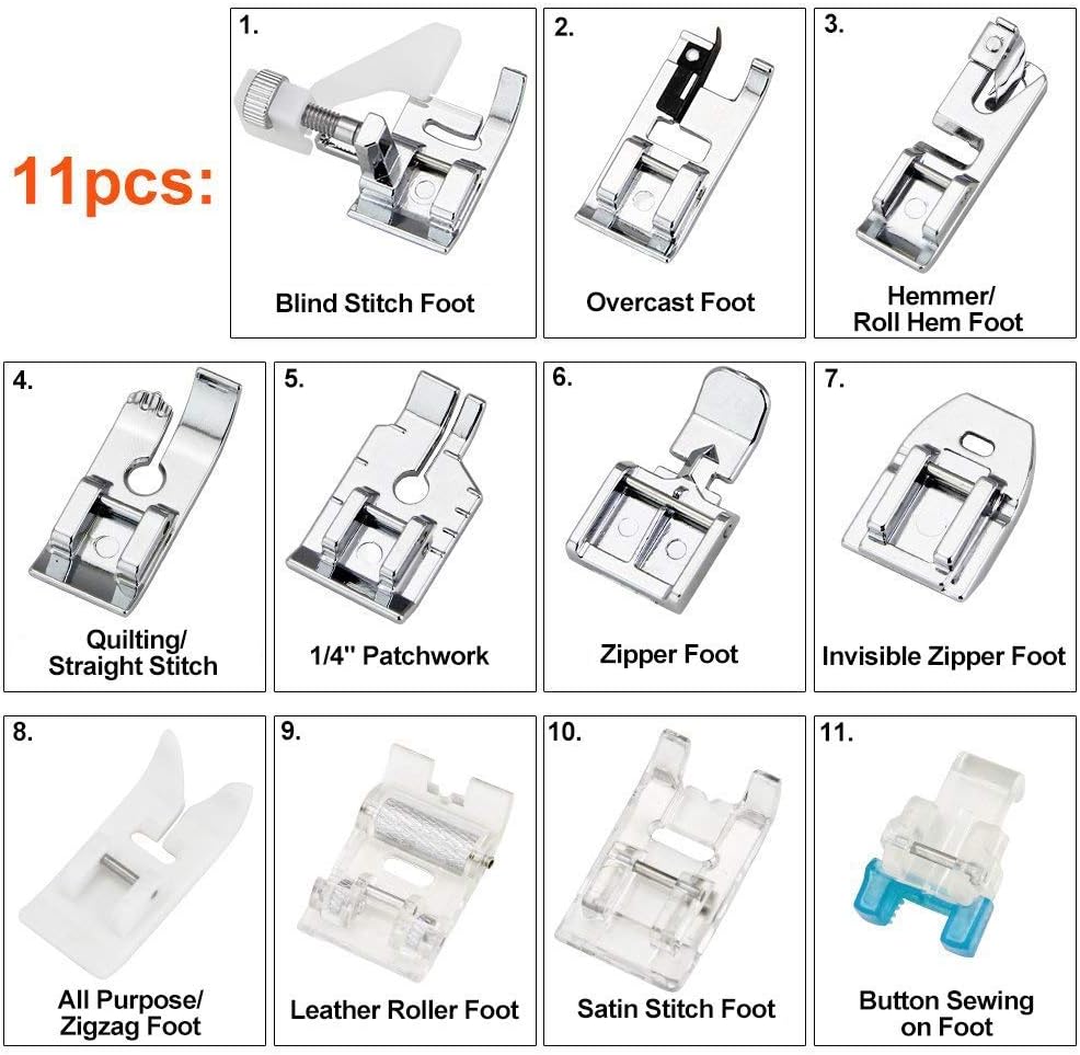 11Pcs Set Kaki Mesin Jahit - K - Textile Sewing Machine ulasan dan harga