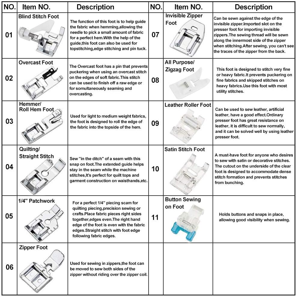 11Pcs Set Kaki Mesin Jahit - K - Textile Sewing Machine ulasan dan harga